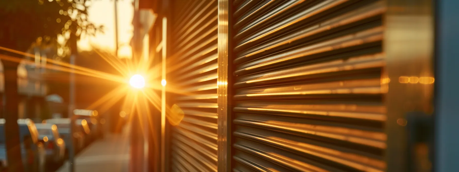 a gleaming rolling shutter glistening under the bright los angeles sun, showcasing smooth functionality and optimal performance.