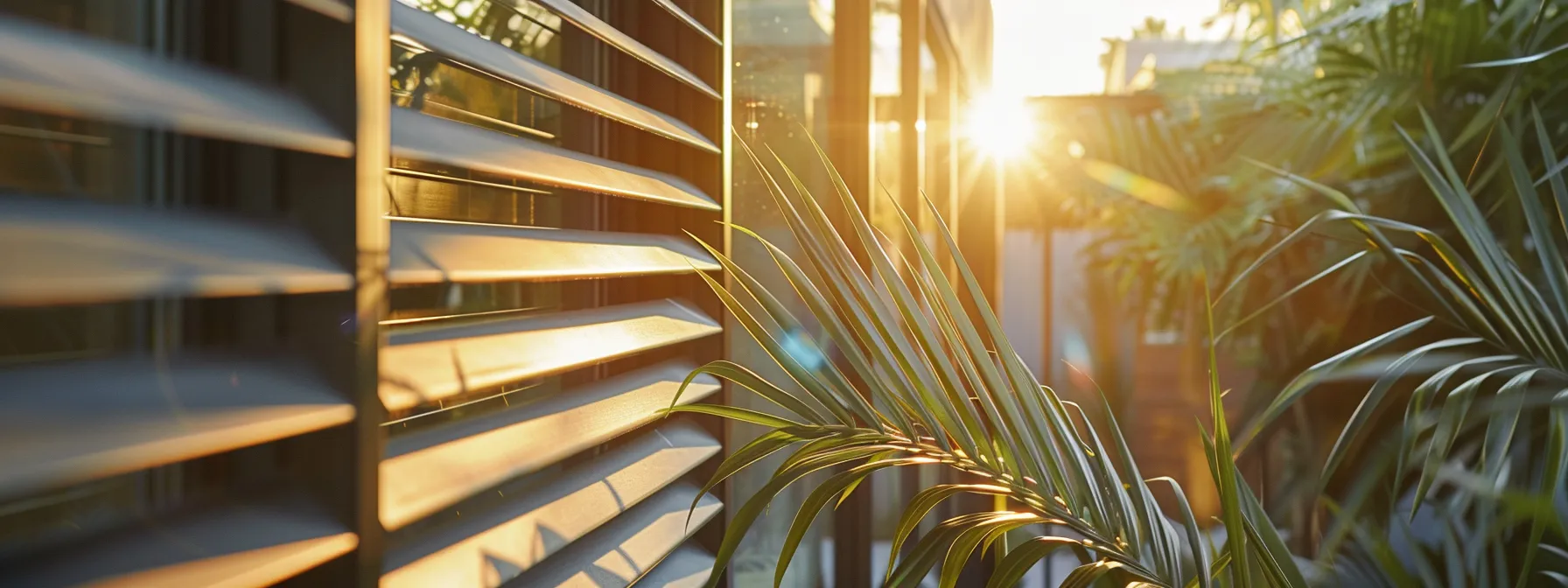 a modern, sleek rolling shutter system perfectly blending with a luxurious los angeles home exterior.